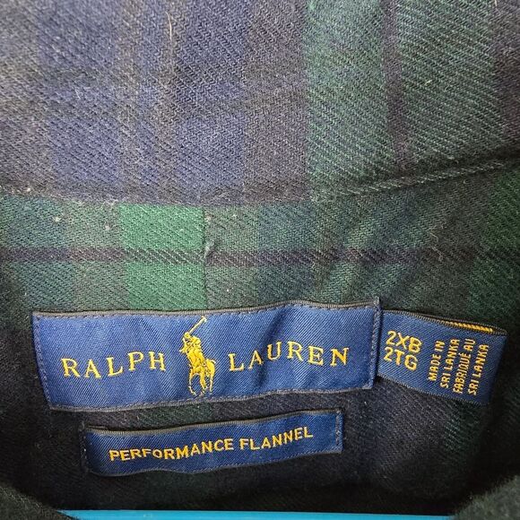 Ralph Lauren Mens Long Sleeve Button Down Performance Flannel 2XB - Picture 4 of 6